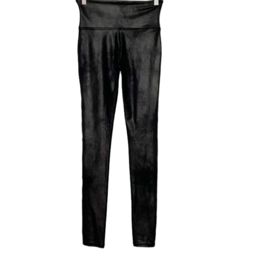 SPANX Faux Leather Leggings Pant‎ Skinny Szize Large Black 2437Q